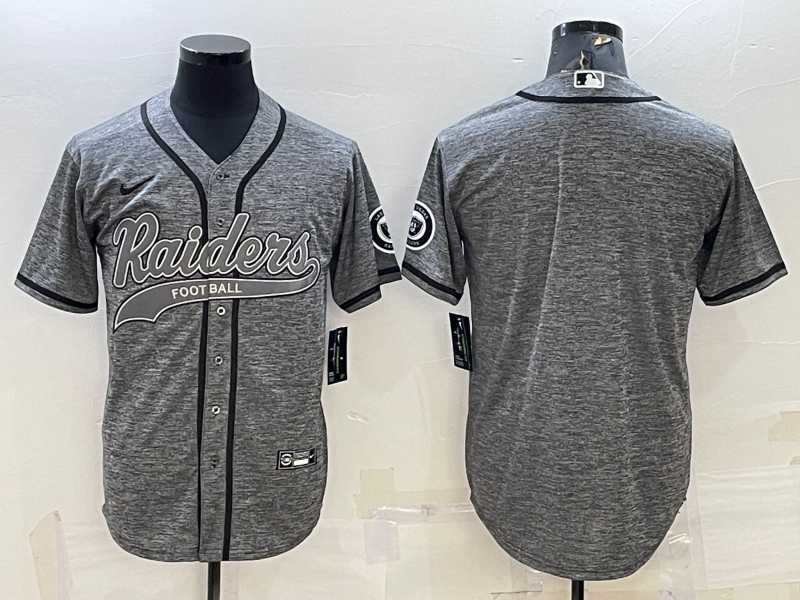 Men%27s Las Vegas Raiders Blank Grey With Patch Cool Base Stitched Baseball Jersey->kansas city chiefs->NFL Jersey